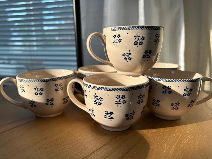 Vintage Petite Fleur Ironstone Tea Cups