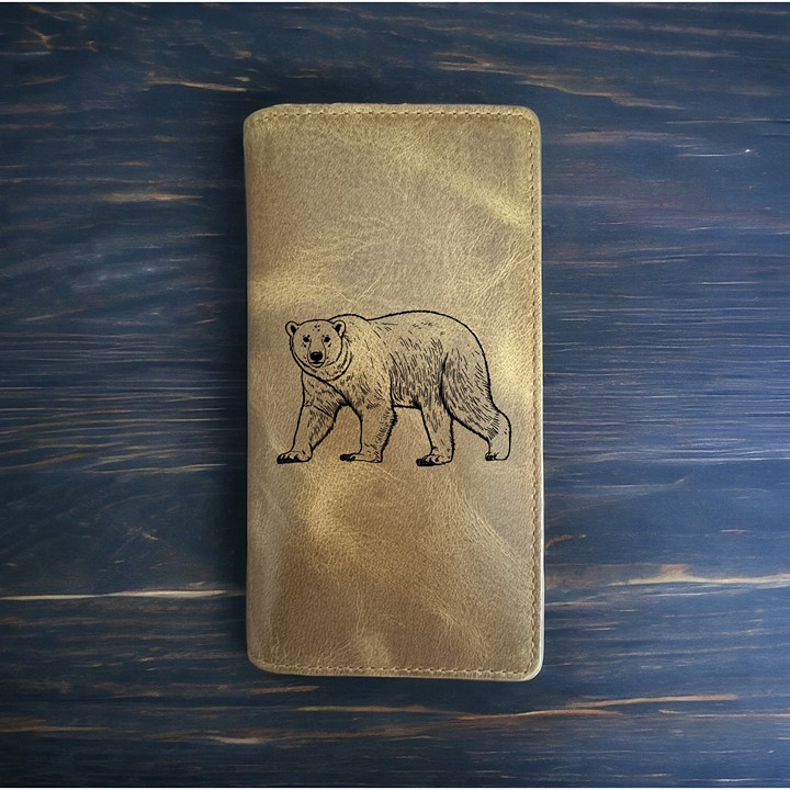 Polar Bear Rodeo Wallet Cowboy Western Buffalo Leather Premium Animal Gift NEW