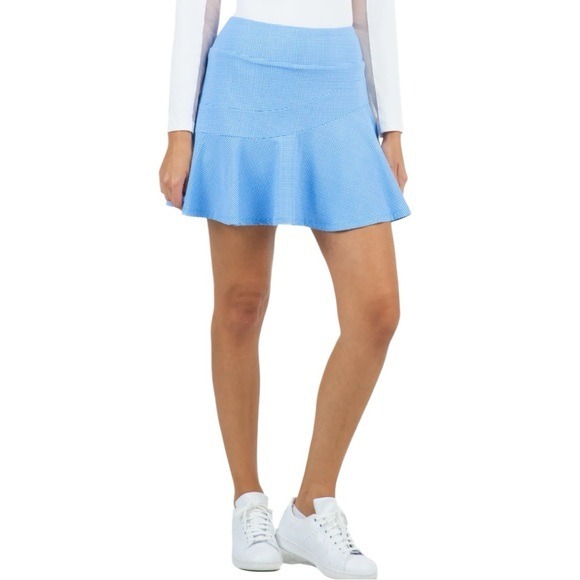 Ibkul Mini Check Print Flounce Skort - 20754 in Blue/White Size XS