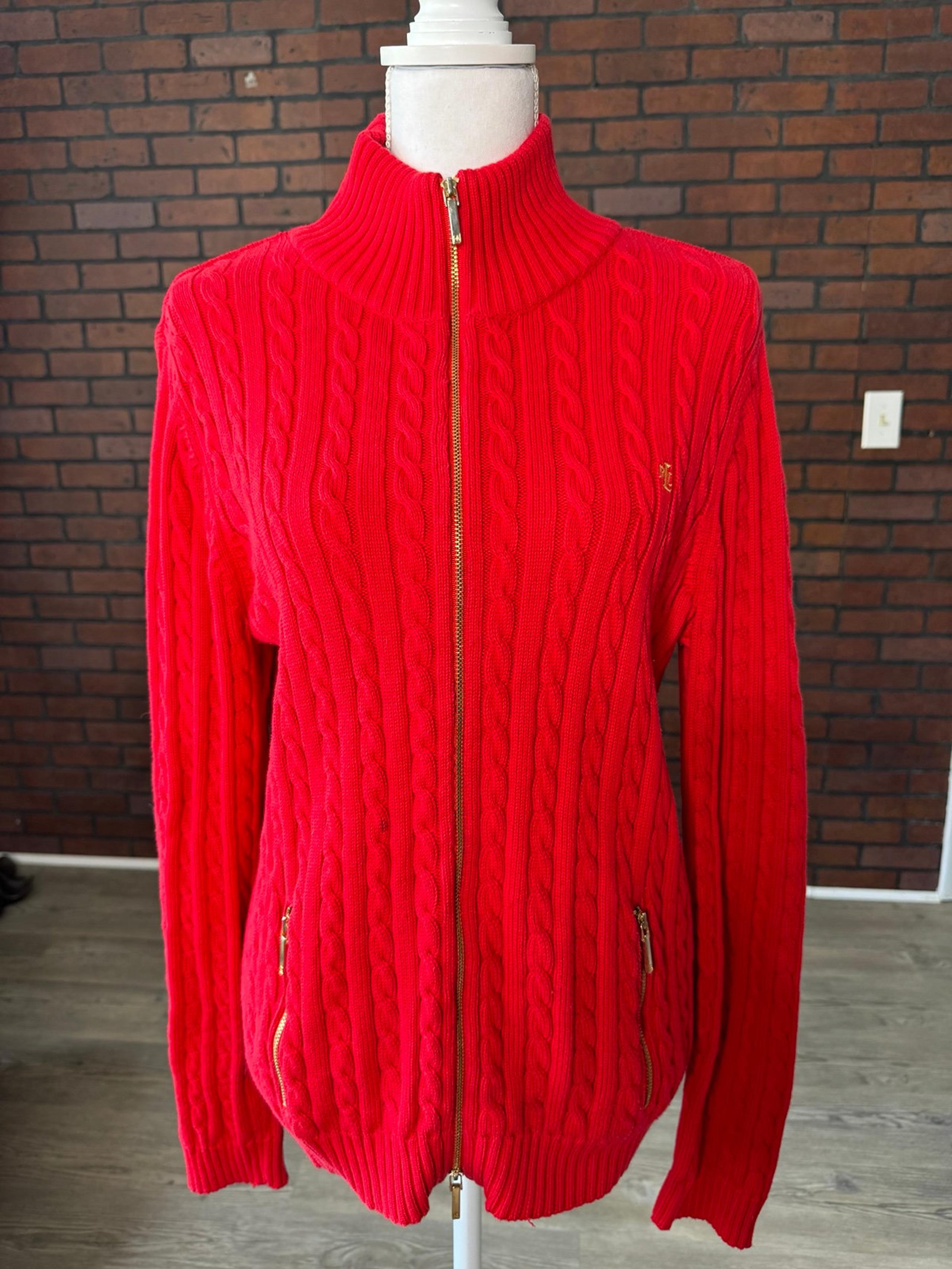 Ralph Lauren Full Zip Cable Knit Sweater