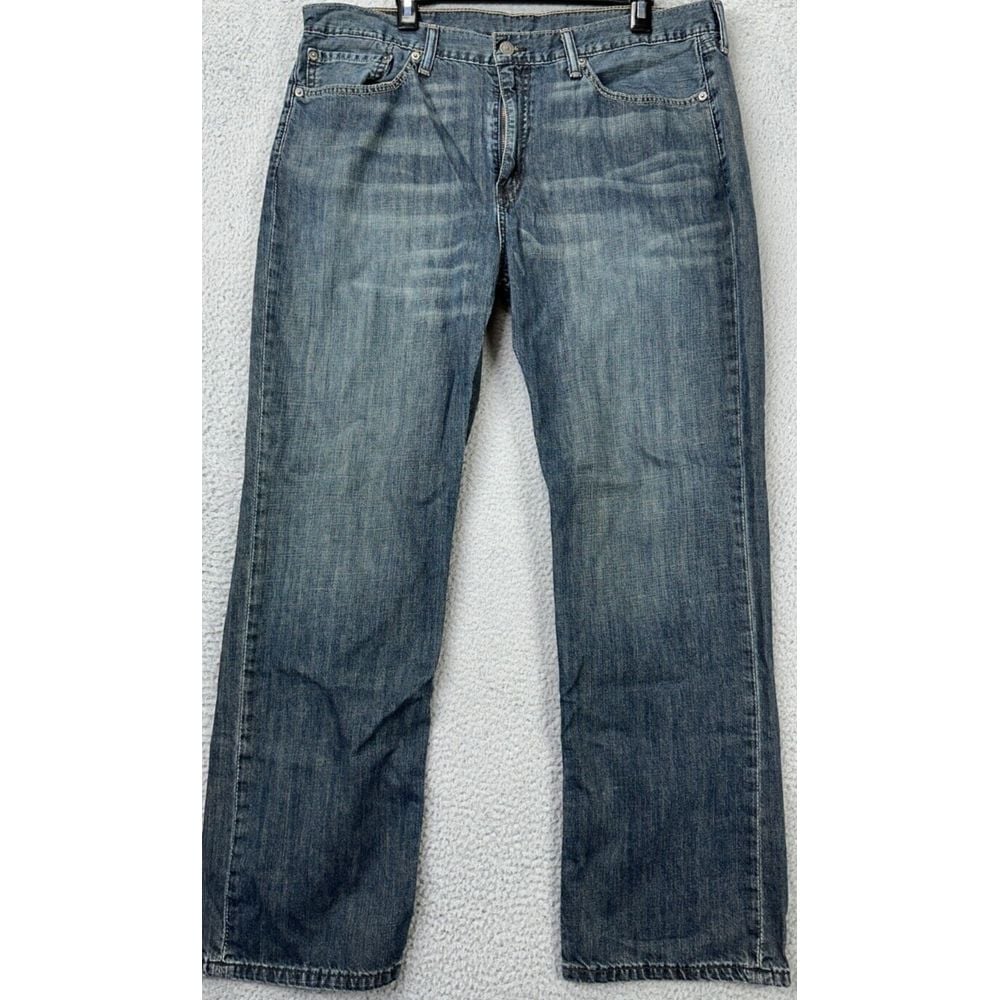 Levis 514 Jeans Mens 38X30 Blue Distressed Slim Fit Straight Red Tab Denim Pants
