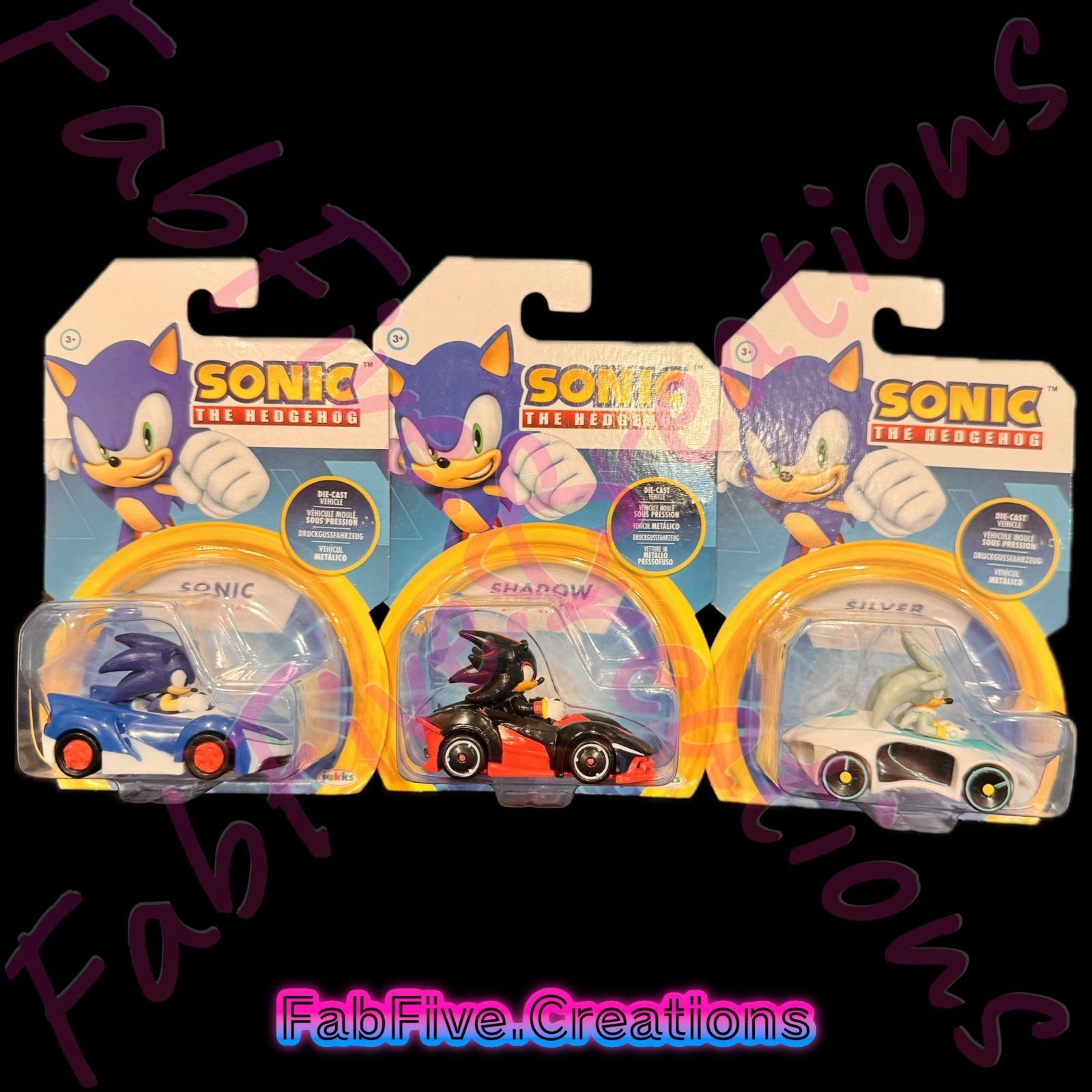 Sonic The Hedgehog Team Sonic Racing Die-Cast Vehicles, Silver, Sonic, & Shadow