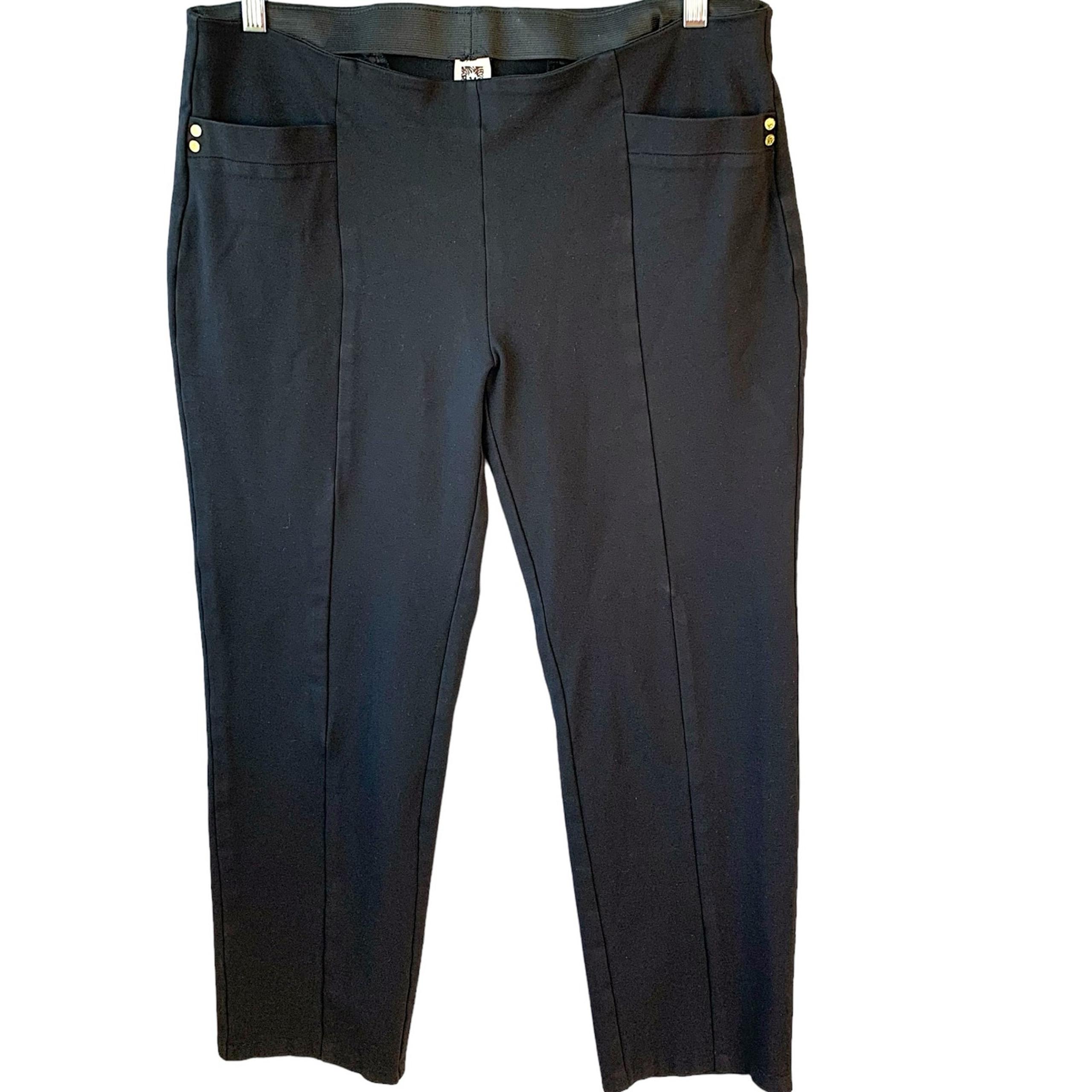 Anne Klein Cropped Ankle Ponte Legging Pants Pull On Stretchy Size 1X Black