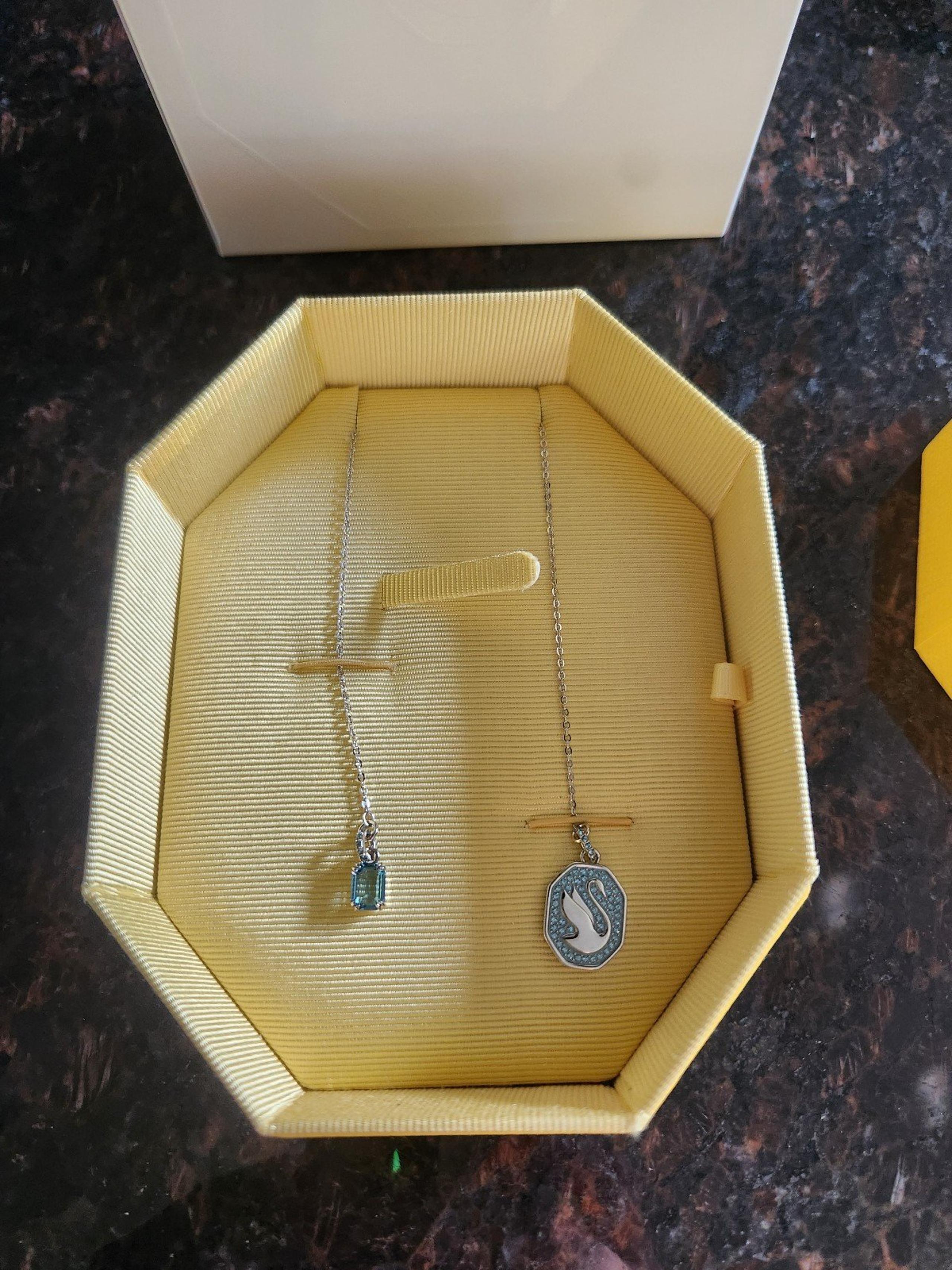 Swarovski Signum Y Women's Blue Crystal Rhodium-Plated Necklace 5628544