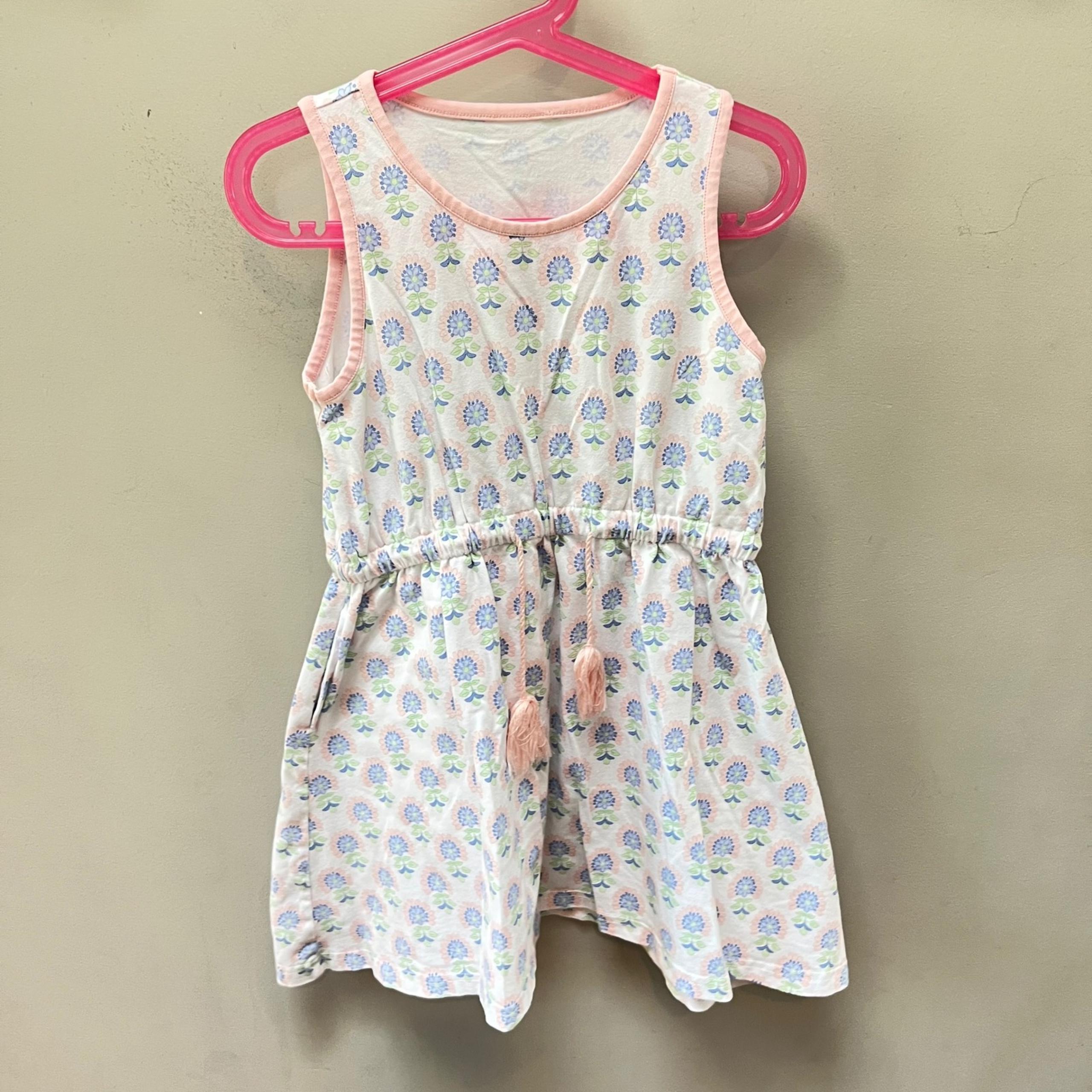 Serendipity Shrimp & Grits Floral Dress Sleeveless Drawstring Waist Size M(5-6)