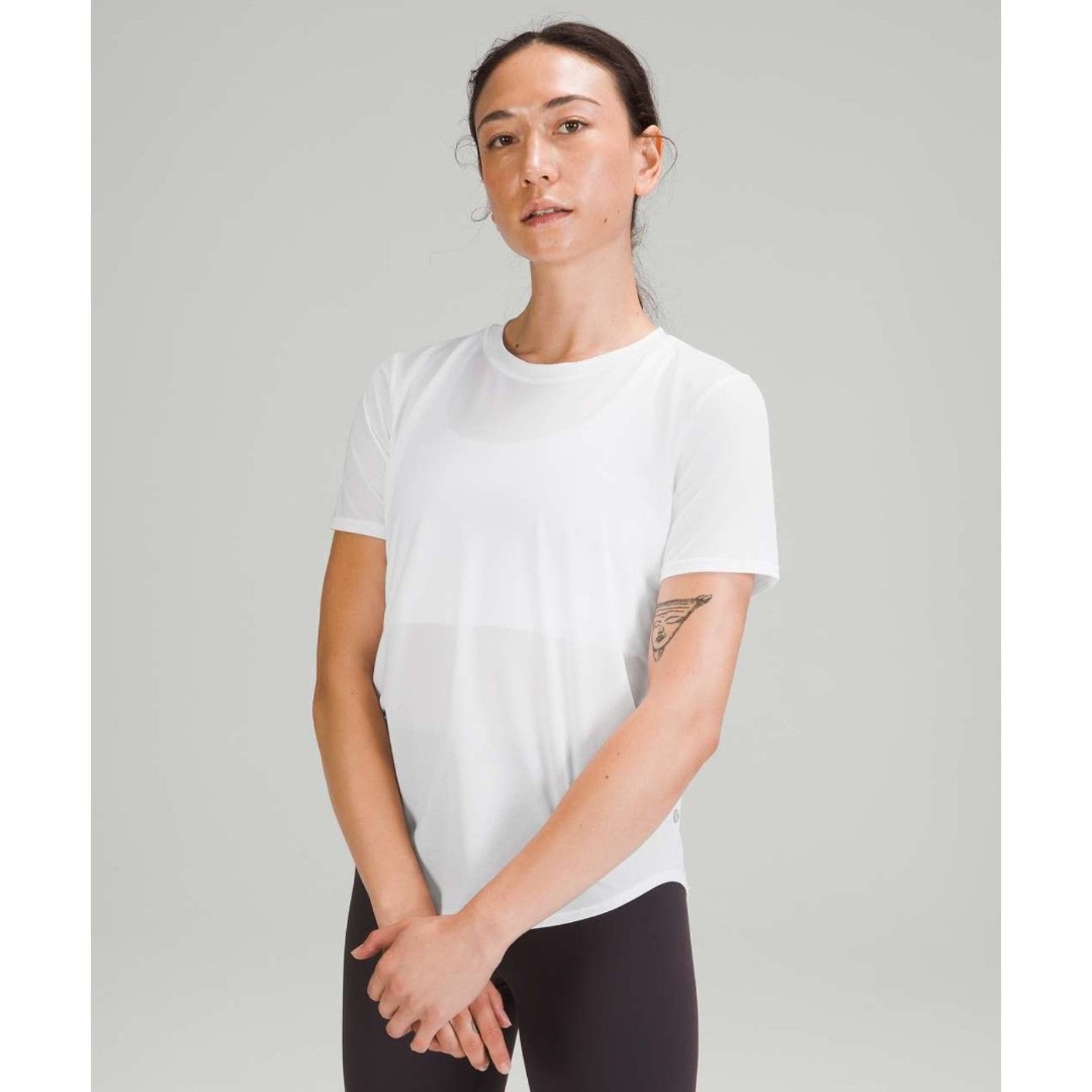 Lululemon High Neck Running and Training T-Shirt, White, Size 14