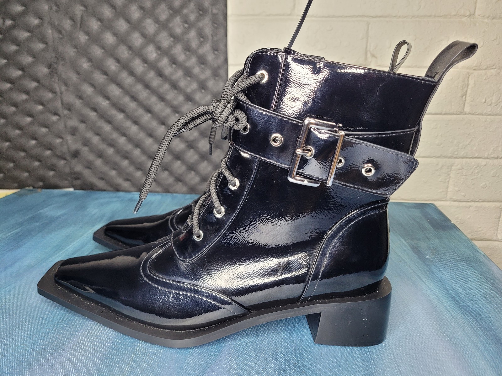 Women's Low Heel Lace Up Zipper Biker Army Military Combat Ankle Boots Size 13