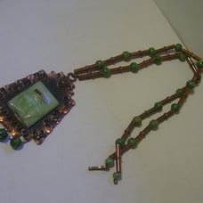 Outstanding Vintage Large Copper and Jade Mayan Necklace