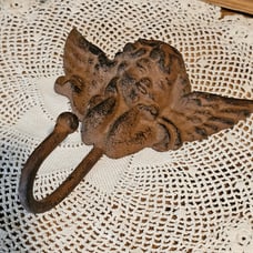 Vintage Old World Cast Iron Angel Cherub Wall Hanger Hook Indoor/Outdoor