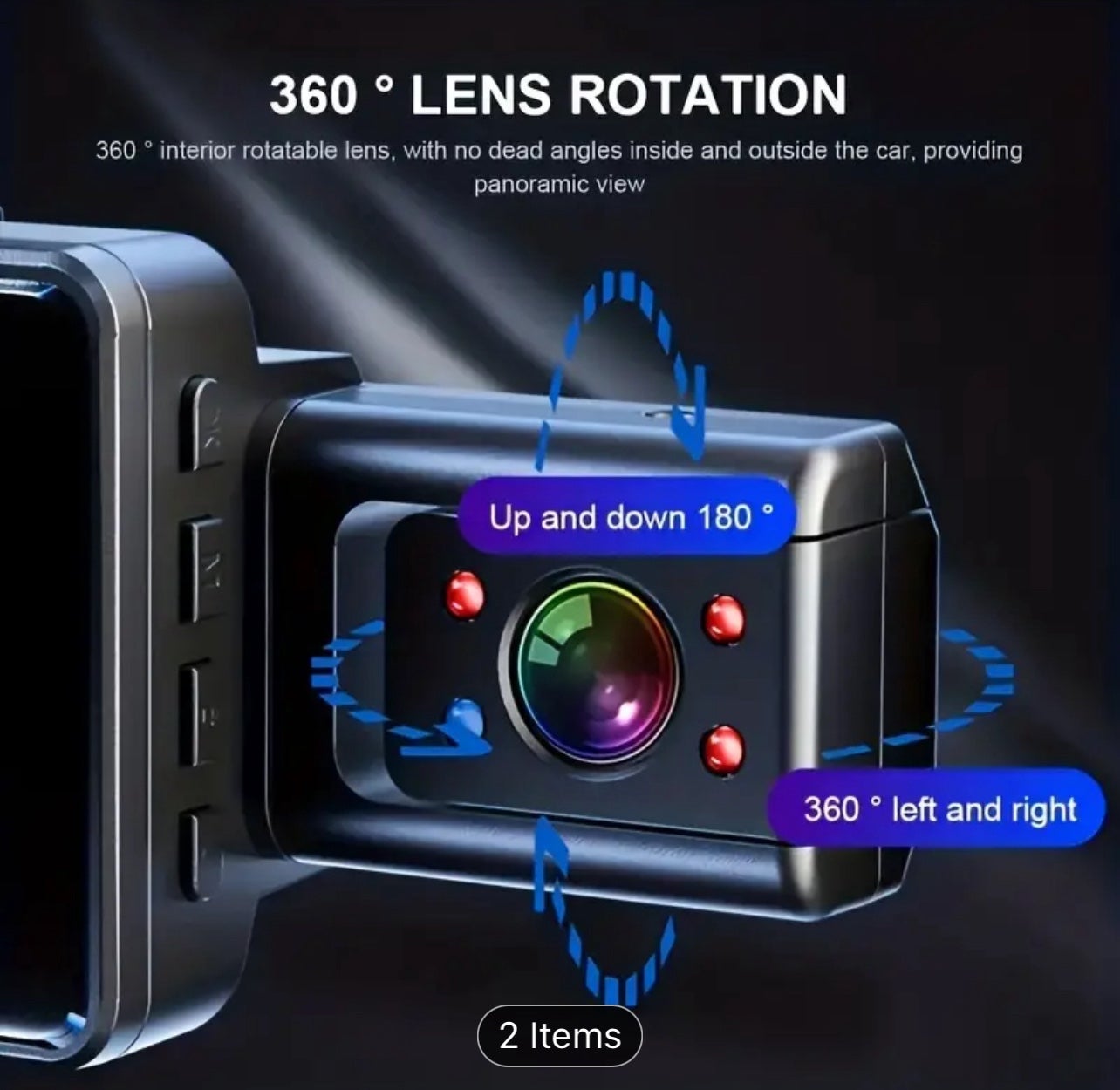 Full HD 1080P Dual Lens Dash Cam for Cars - Front and Inside Recording,32GB card