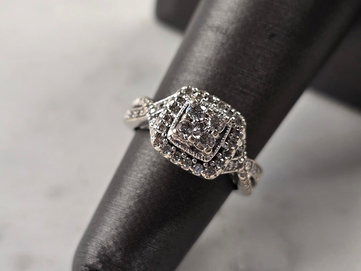 Womens Vintage Estate 14k White Gold Diamond Ring 4.0g #E4511