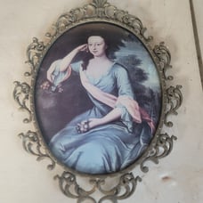 Vintage Large Convex Glass Ornate Brass Frame 17 12 Victorian Royal Woman