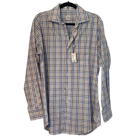 Peter Millar Crown Sport Medium Long Sleeve 100% Cotton Shirt Front Pocket
