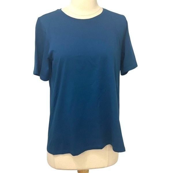 Eileen Fisher System 100% Organic Cotton T-Shirt Size M Short Sleeve Blue Casual