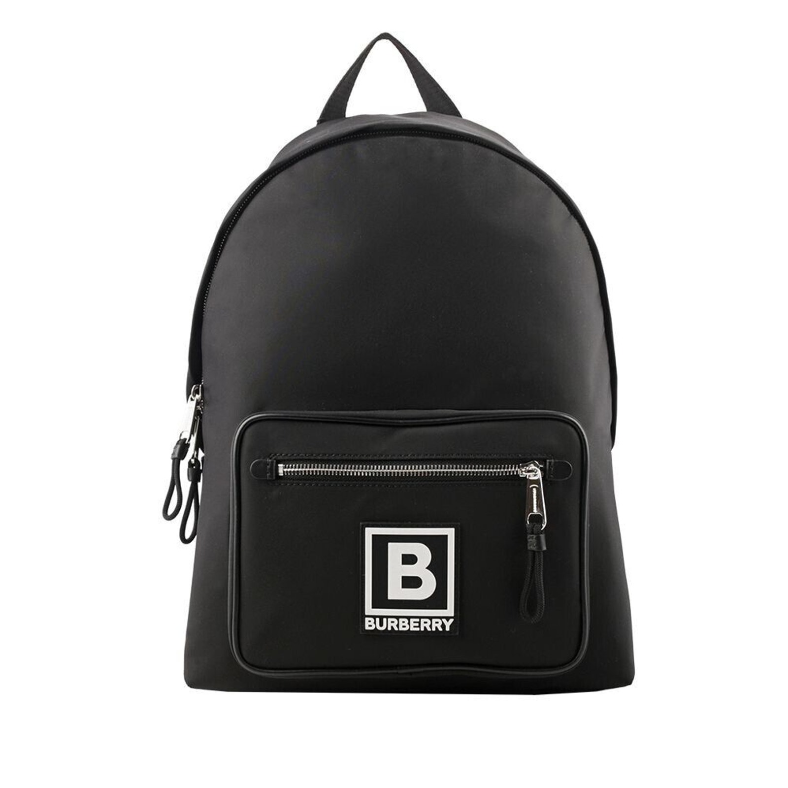 1250 BURBERRY ABBEYDALE BLACK NYLON WHITE B LOGO LEATHER TRIM RUCKSACK BACKPACK