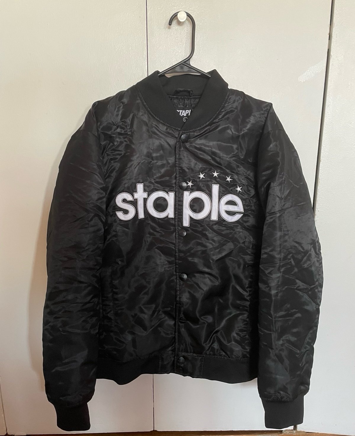 Black Staple Bomber Jacket