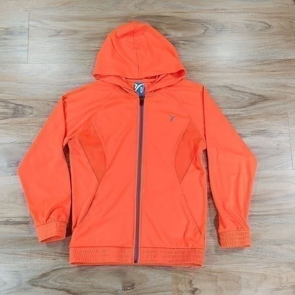 Old Navy Active Neon Orange Zippered Hooded Jacket Medium