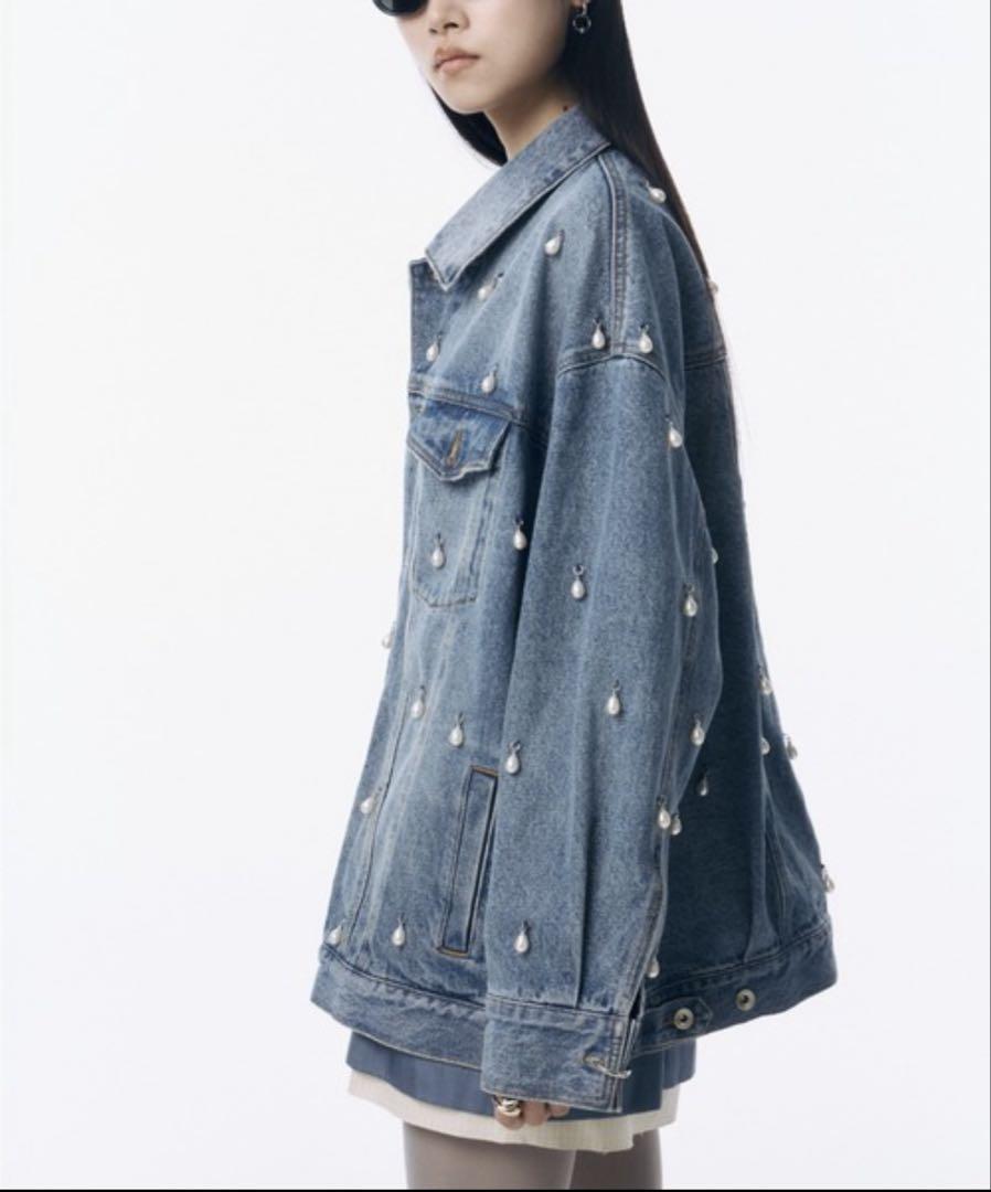 Jose Moon Pearl-embellished G-jacket/Coat (Denim Jacket