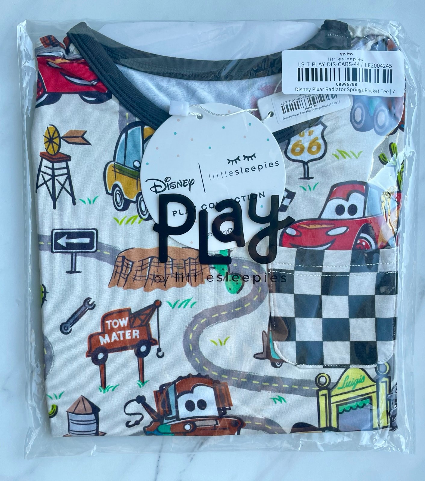 Little Sleepies Cars Disney Pixar Radiator Springs Tee Shirt Size 7 NWT