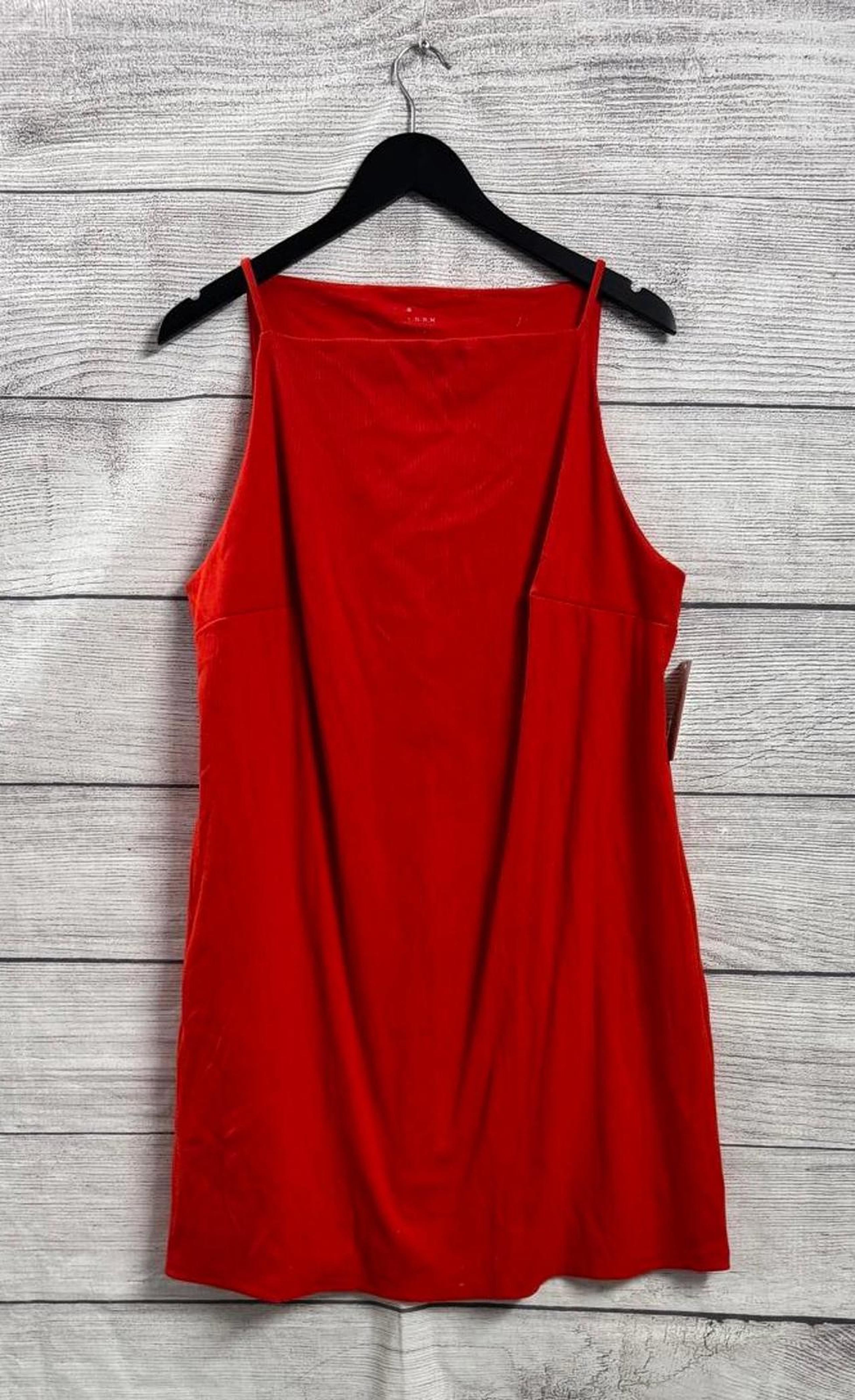 A New Day Red Ribbed Knee Length Dress Women Size XXL