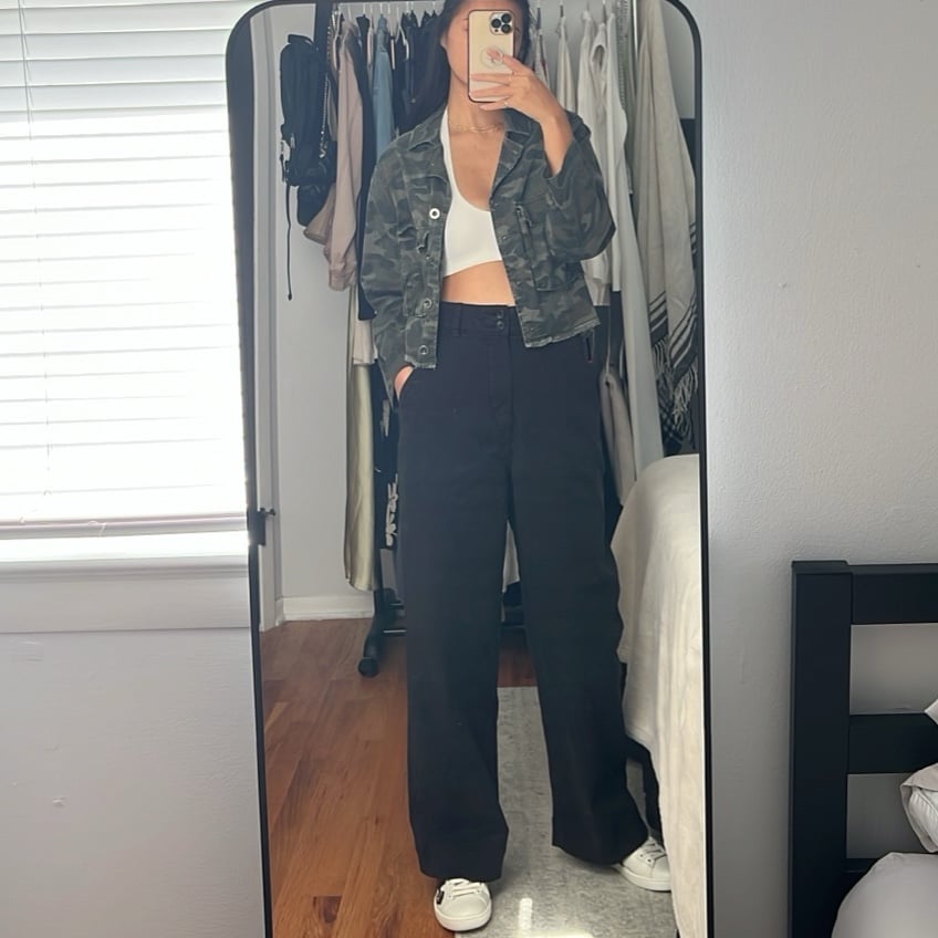 Anthropologie Cloth & Stone Cropped Raw Hem Camo Jacket