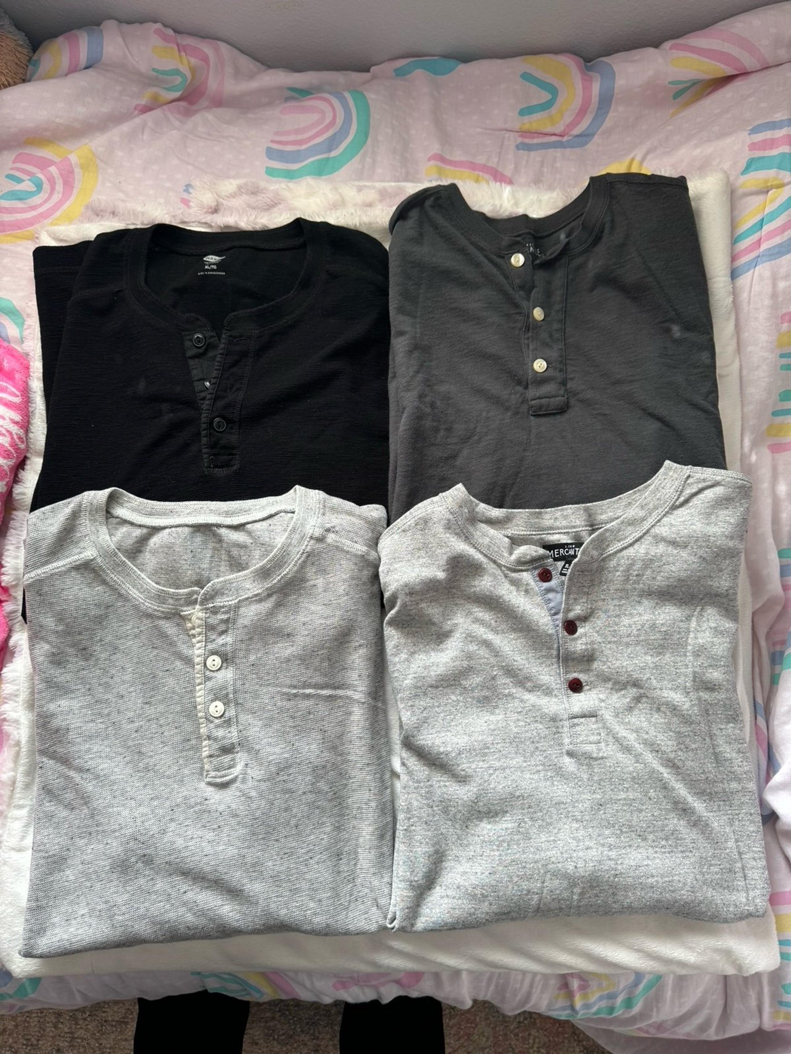 4 shirts - Old Navy and J Crew long sleeve Henley men’s shirts