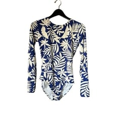 Kate Spade Swimsuit Paddle Rash Guard Long Sleeve Small NWT Blue