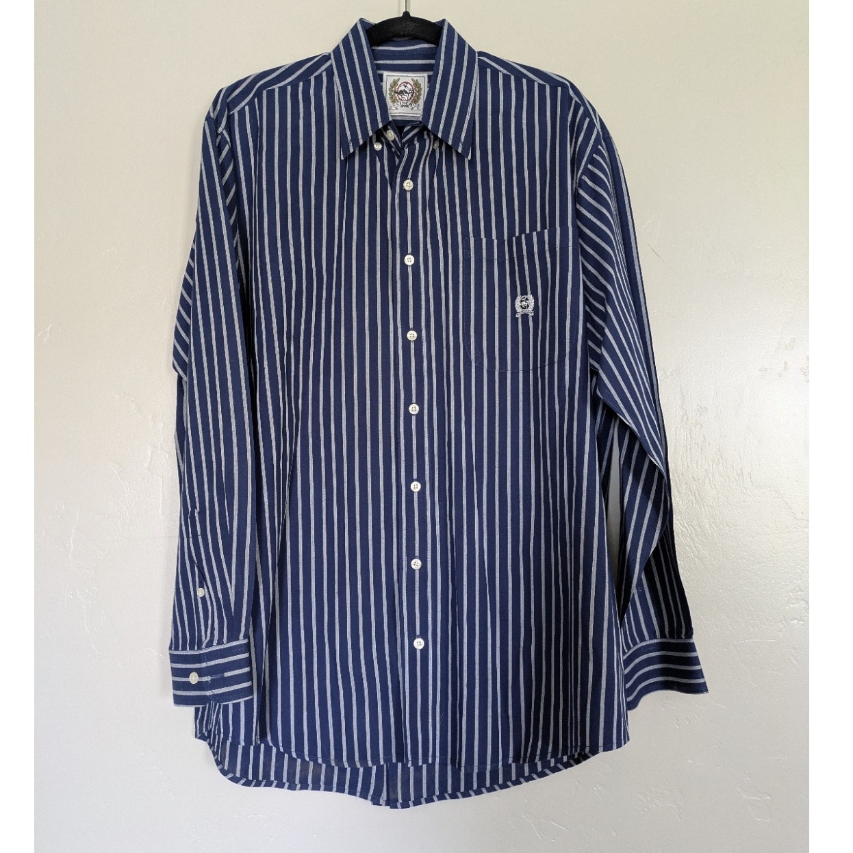 Cinch Vintage Button Down Striped Shirt Mens Large Blue White Western