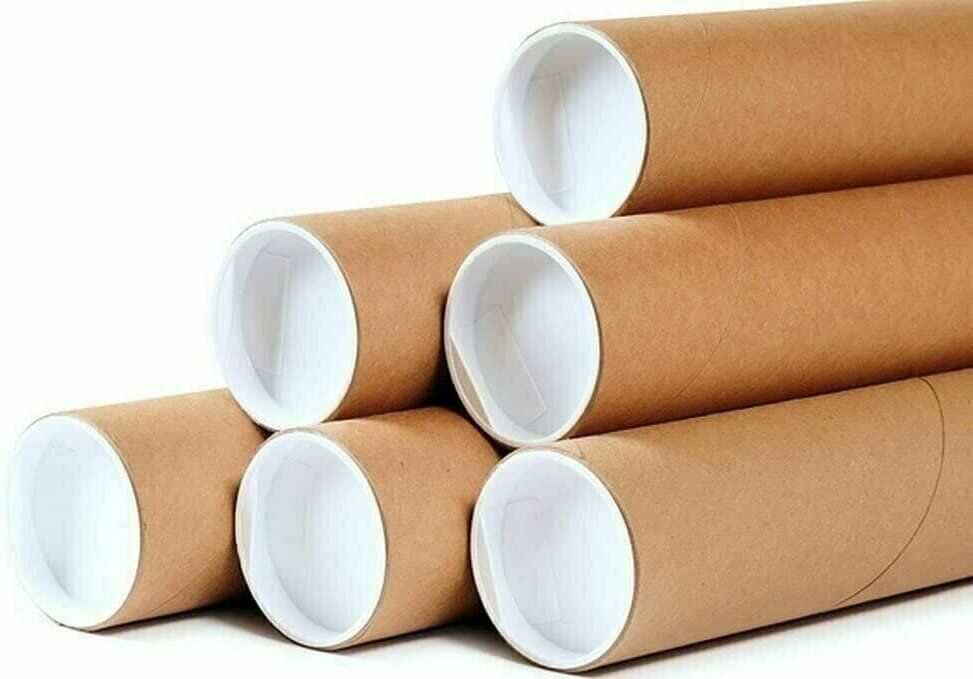 50 - 1.5 x 15 Round Cardboard Shipping Mailing Tube Tubes With End Caps