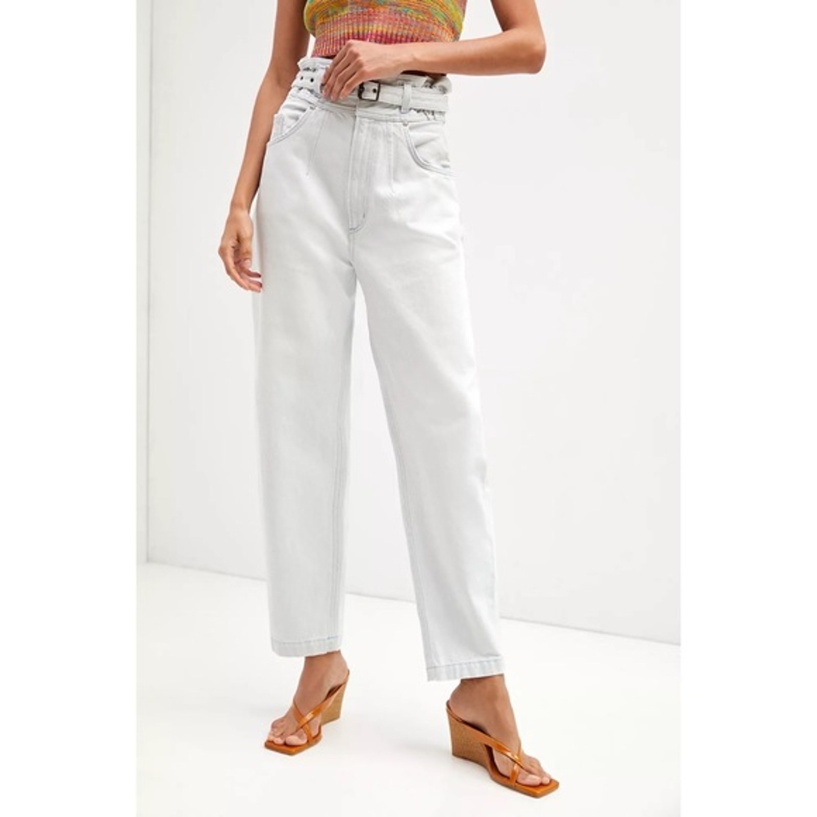 Agolde Riya Elastic Peg Belted Jeans Light Blue Tapered Leg High rise Sz 27