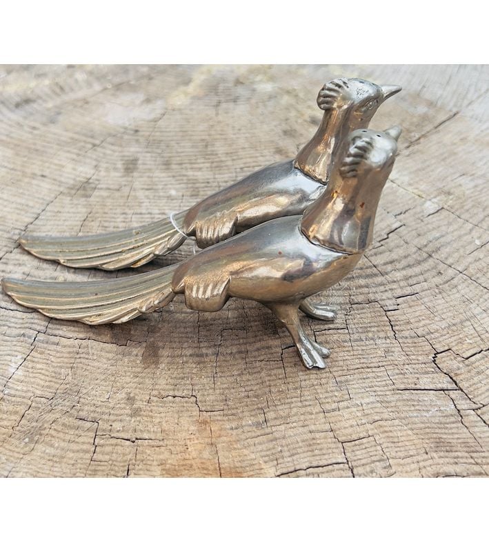 Antique Sterling Silver Plated Pheasant Salt and shops Pepper Shakers