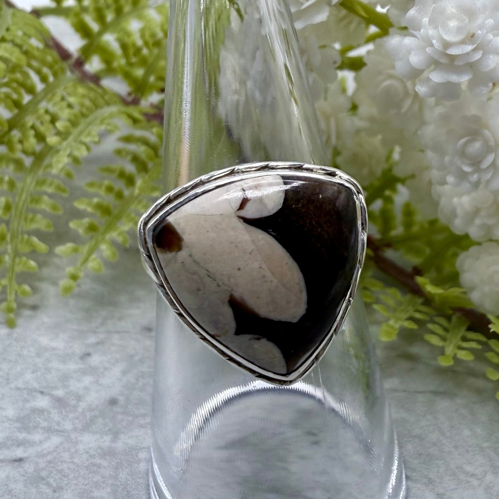 handmade sterling silver Peanut Wood Jasper Ring size 6.5