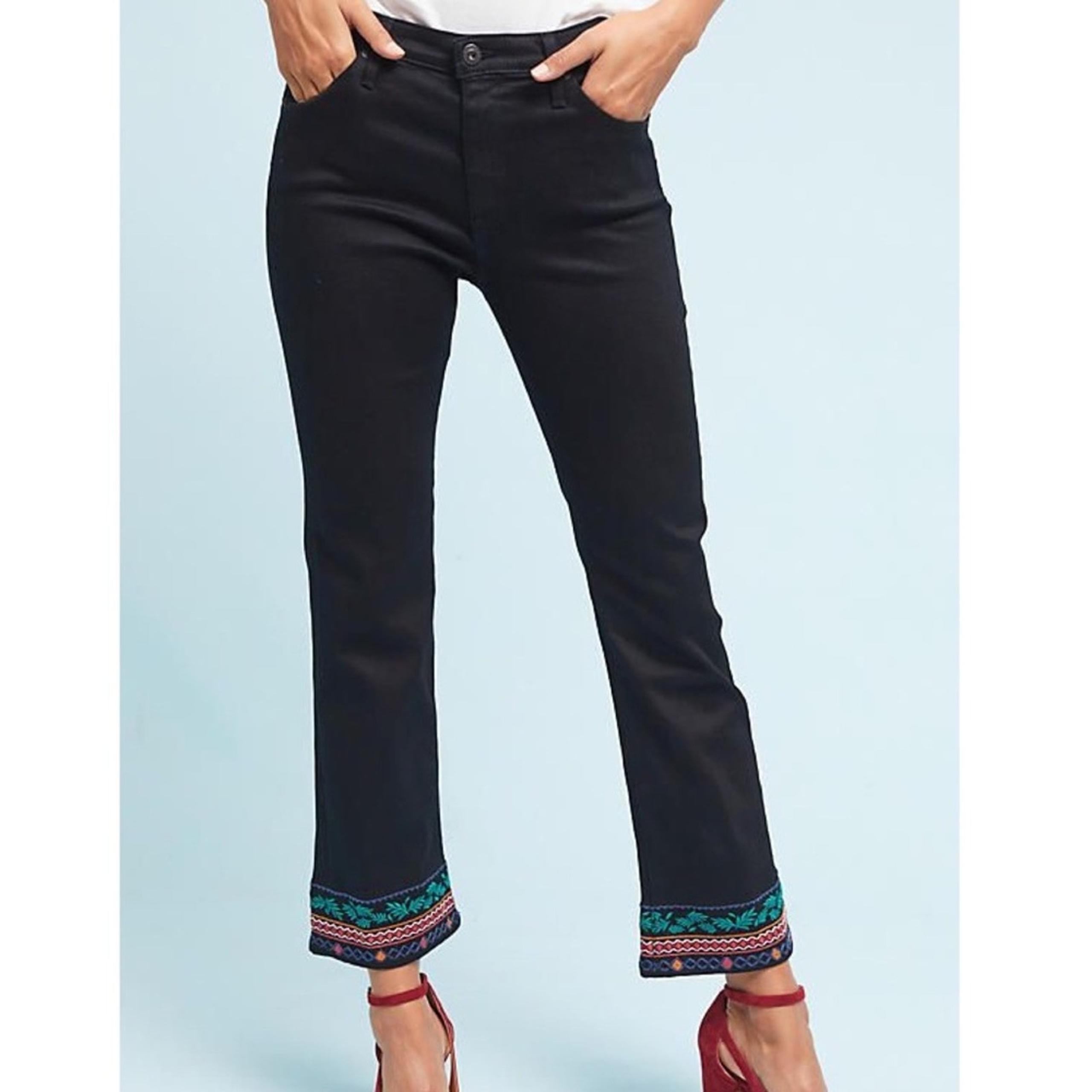 AG Adriano Goldschmied The Jodi Cropped Slim Flare Jeans Embroidered