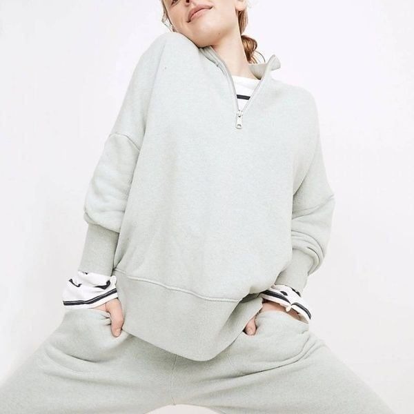 MADEWELL MWL Airyterry Half-Zip Tunic Sweatshirt and Tapered Sweatpants Size XS
