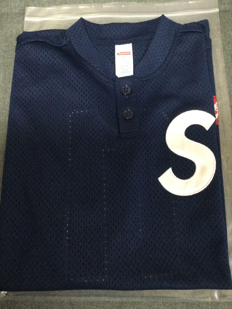 Supreme S Logo Baseball Henley Navy 2024 (Size Medium