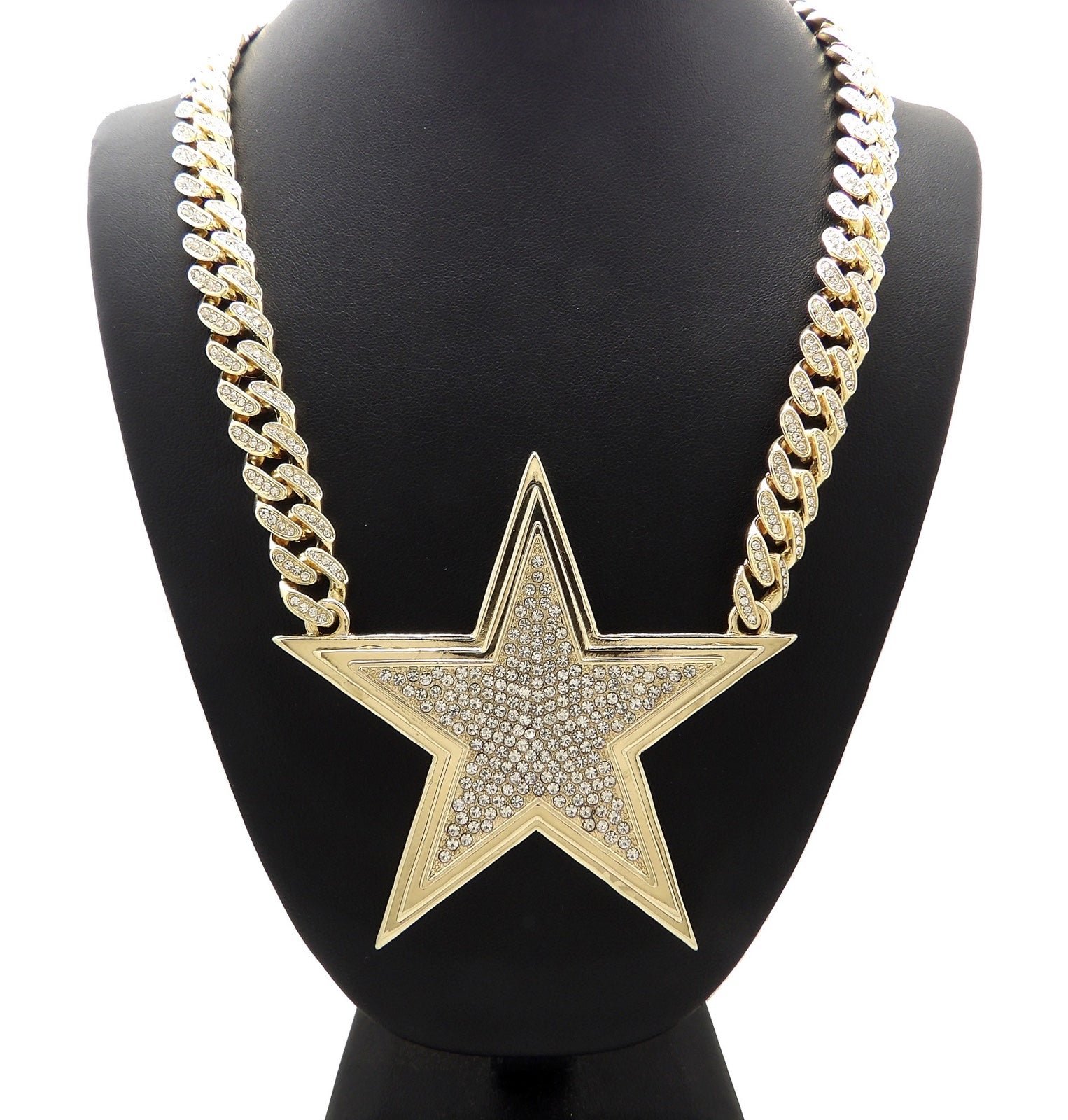 NEW ICED BLING SATR PENDANT &12mm 20” BOX LOCK ICE BLING MIAMI CUBAN CHAIN