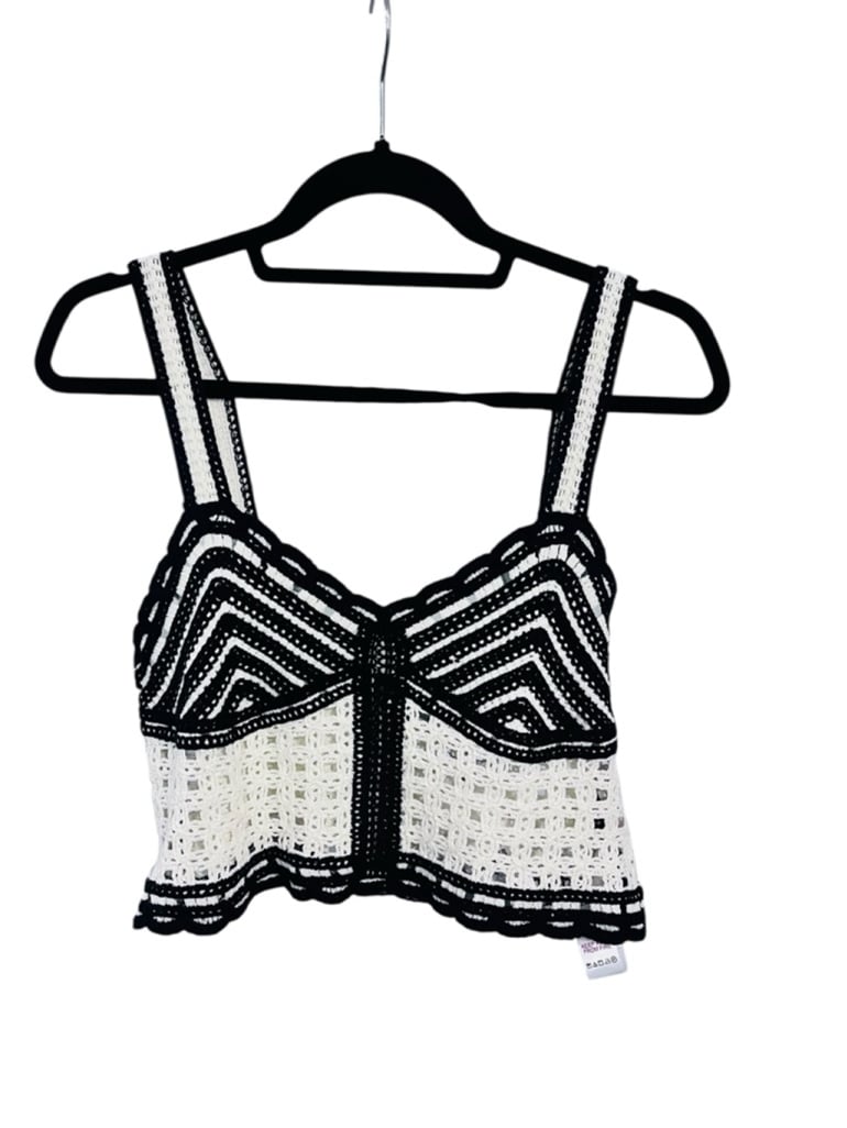 Jason Wu NWT Crochet Tank Size 6 Crop Top Women's Casual Black Cottagecore Boho