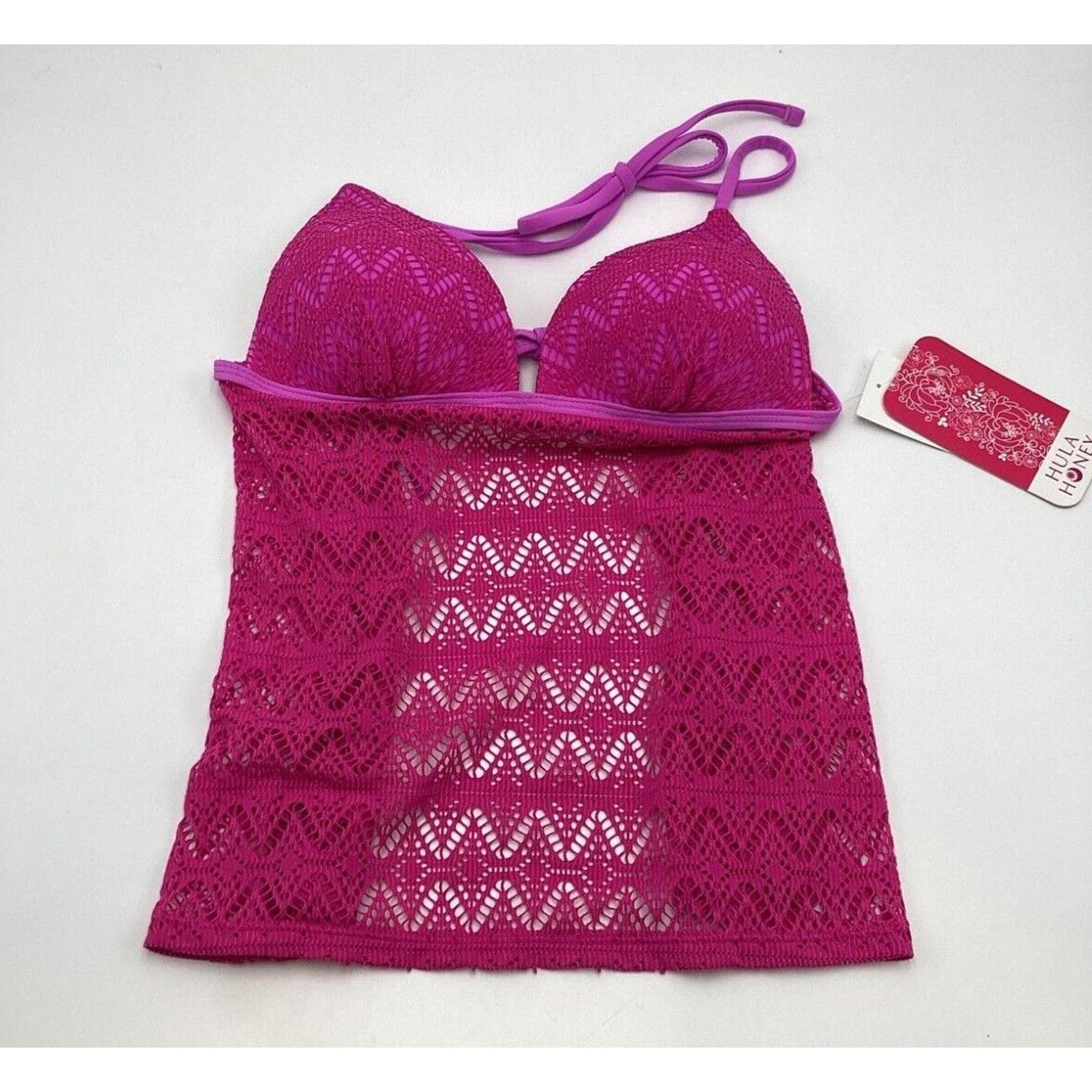 Hula Honey XS PINK Tankini Swimsuit TOP. NEW