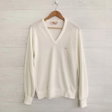 Vintage Arnold Palmer - Ivory V-neck acrylic pullover sweater, L