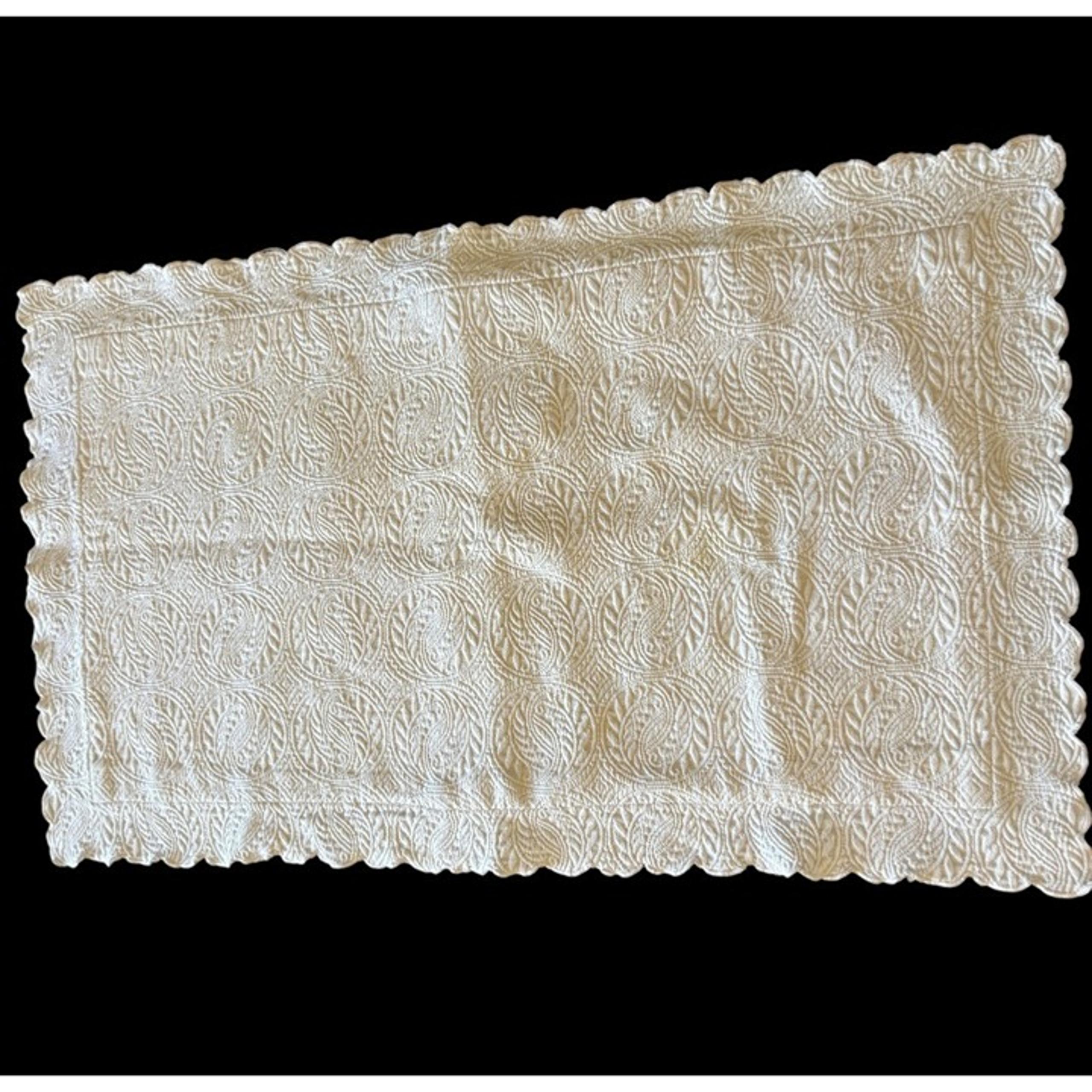 Cottage Core Peacock Alley Matelasse White King Pillow Sham 100% Cotton