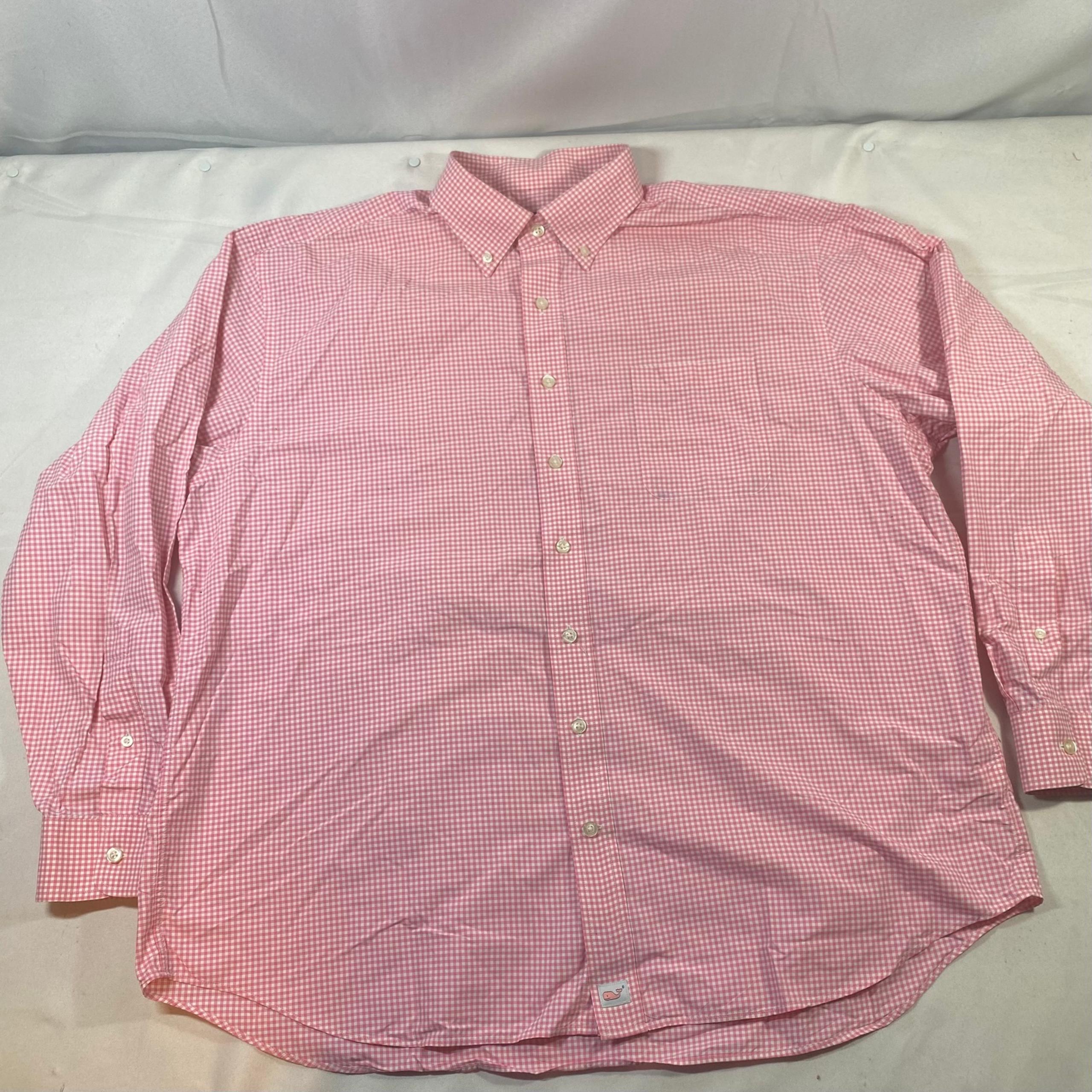 Vineyard Vines Shirt Mens 2XL Pink Plaid Murray Preppy Casual Office Business