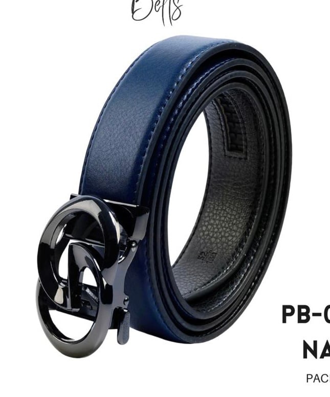 Double Letter Black Buckle Blue Strap Retractable Belt