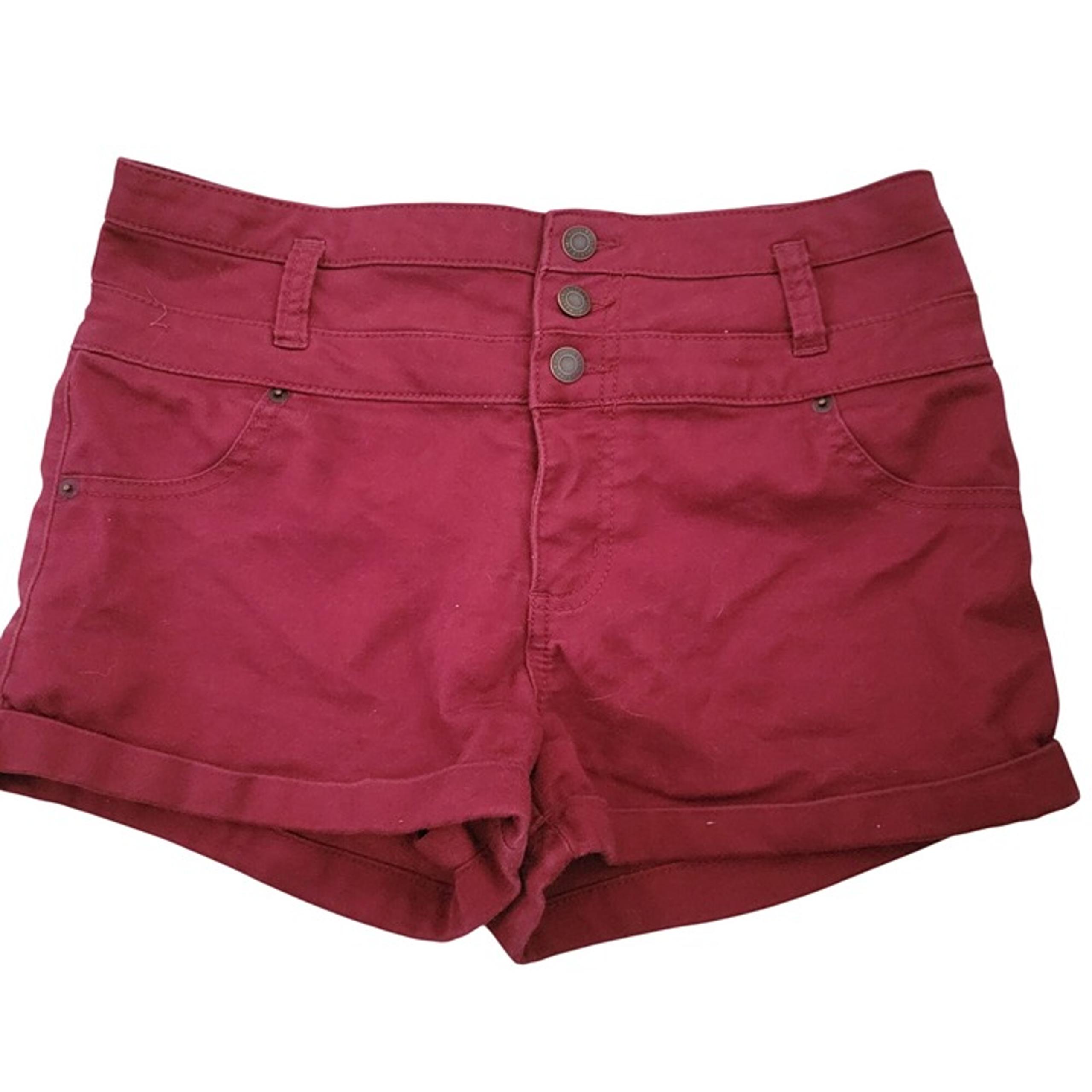 Mossimo Womens Maroon High-Waisted Button Fly Shorts Size 12/31 Cotton Blend