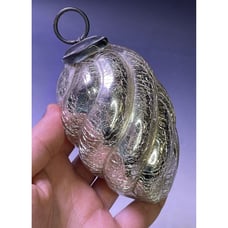 4 1/2 Vintage Crackle Mercury Glass Repr. Kugel Style Silver Ornament Christmas