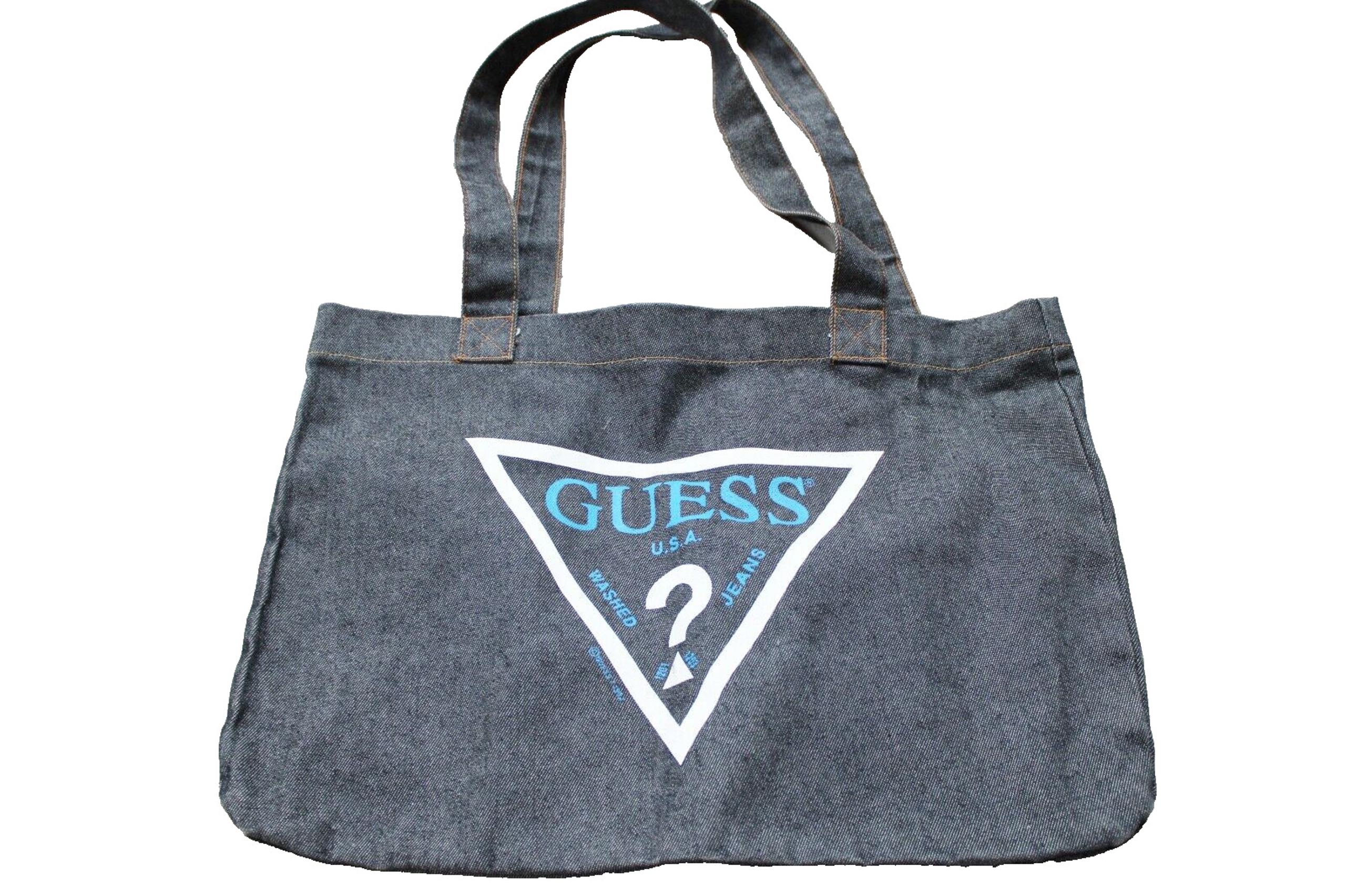 NEW VINTAGE Dark DENIM TOTE HANDBAG PURSE SHOUDER BAG - GUESS