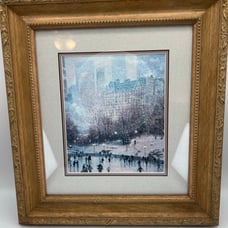 Thomas Kinkade SKATING IN THE PARK 8x10 Framed Print Vintage Classic Winter 1980