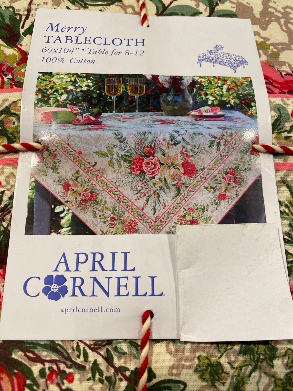 April Cornell Merry tablecloth 60x104” holiday nwt