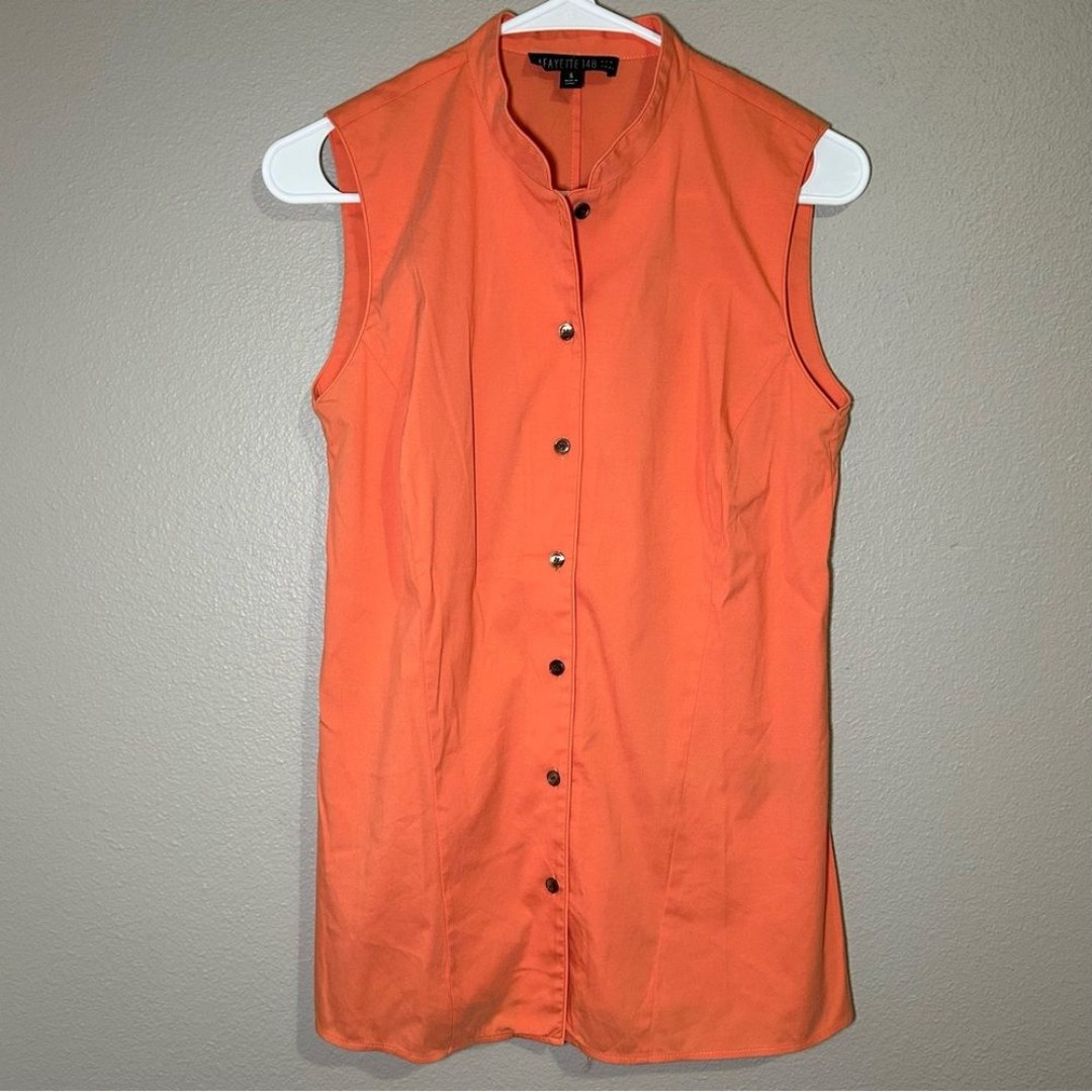 LAFAYETTE 148 sleeveless cotton blend button down top women’s size small 6