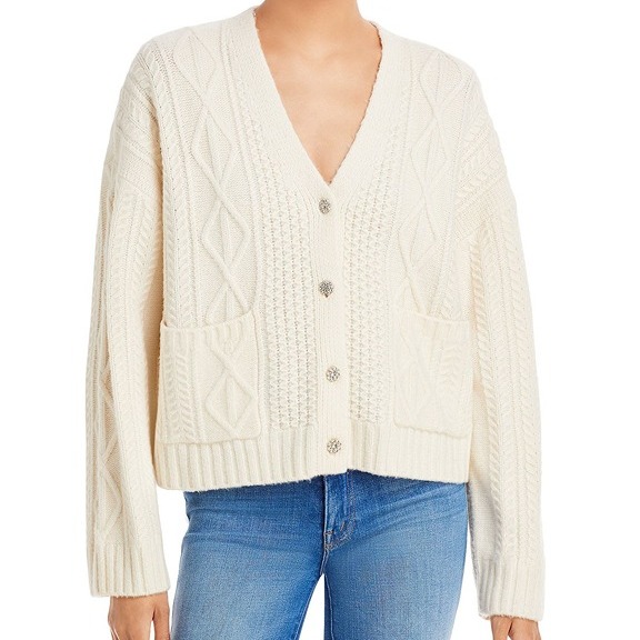 Rails Women's Bixby Cable Knit Cardigan Beige L B4HP 268