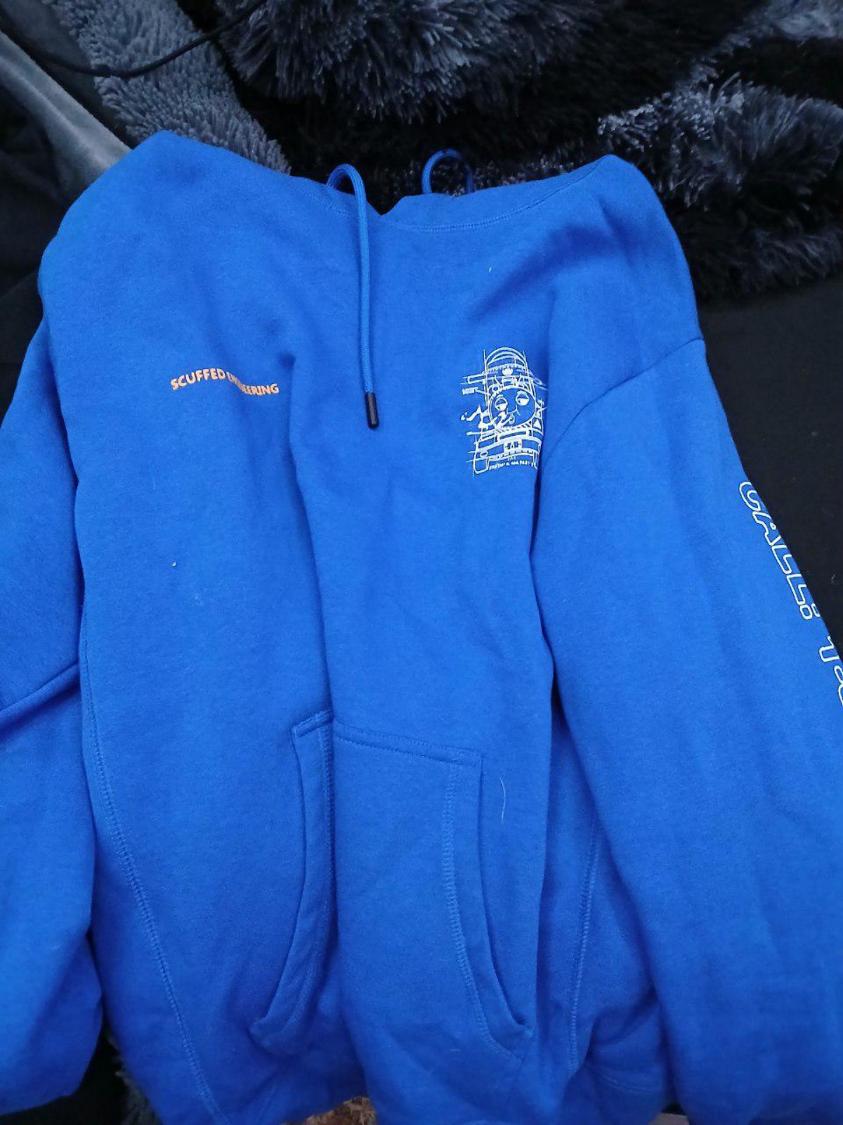 Scuffed engineer hoodie in blue